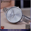 YXL-799 moda diseño esfera grande blanca plata fina aleación analógico Slim banda cuarzo mujer damas Vestido reloj de pulsera de brazalete